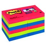 Karteczki Post-it Super Sticky Kolory wiata, Paleta Bora Bora, 47, 6 x 47, 6 mm